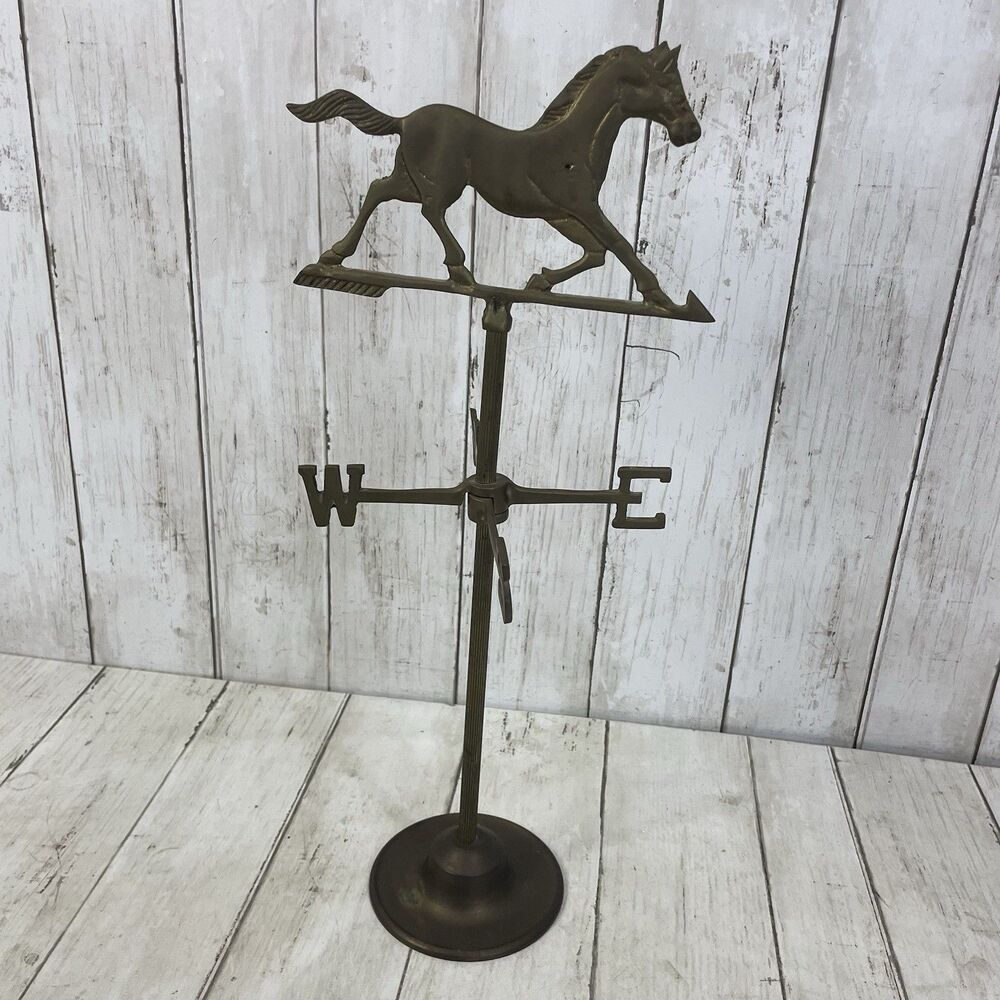 VTG 1981 Seymour Mann Brass Tabletop Weathervane Horse Trotting Equestrian 16.5” - Picture 5 of 9